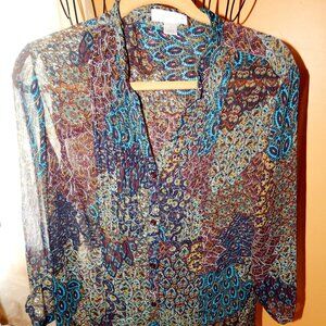 Ladies Christopher & Banks Tunic - Blouse - Shirt - Top   Size L   Multi colored
